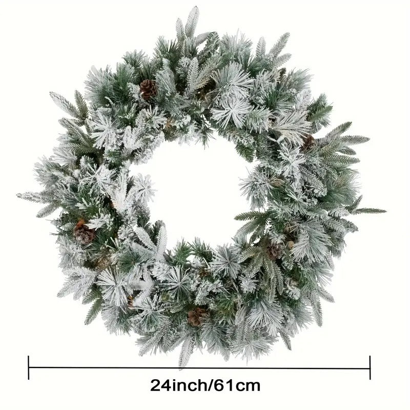 Christmas Wreath with Snowy Pine Cones