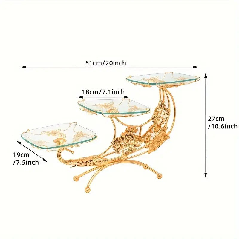 Golden Moon Metal Glass Tray Centerpiece