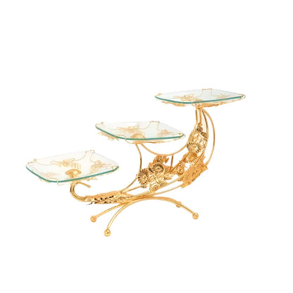 Golden Moon Metal Glass Tray Centerpiece