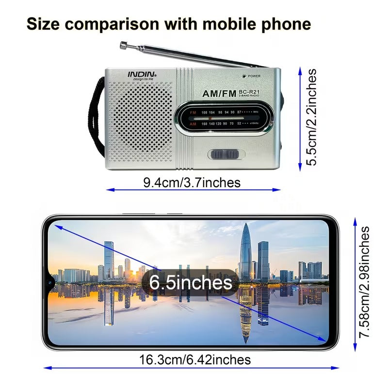Portable AM/FM Mini Radio with Headphone Jack