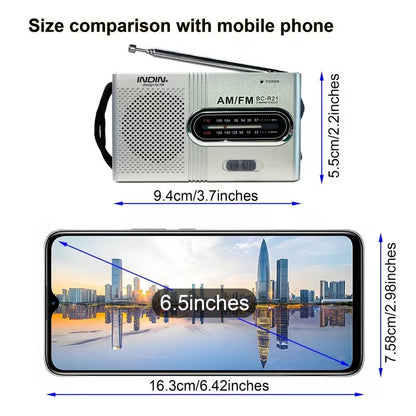 Portable AM/FM Mini Radio with Headphone Jack