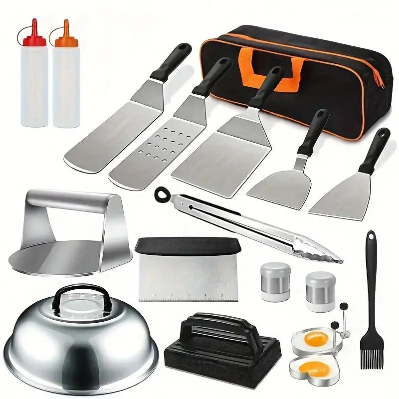 Flat Top Grill Accessories Stainless Steel Set (18pcs)
