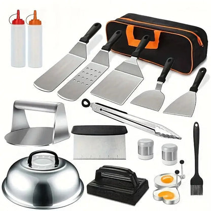 Flat Top Grill Accessories Stainless Steel Set (18pcs)