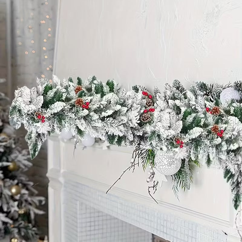Snowflake Garland with Pinecones and Berries