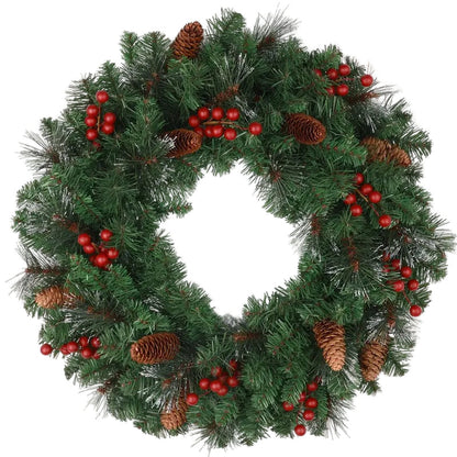 Classic Christmas Wreath with Pine Cones and Berries