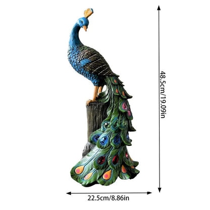 Solar Peacock Resin Statue Light for Garden Decor