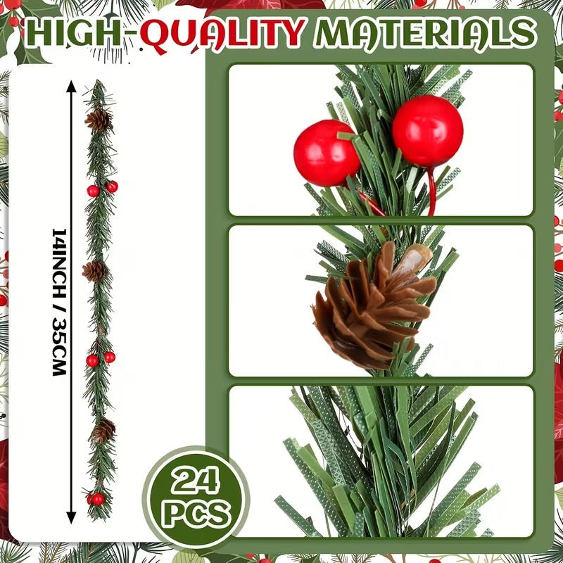 Artificial Pine Garland Twist Ties Christmas Decor Set
