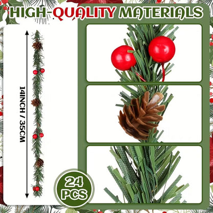 Artificial Pine Garland Twist Ties Christmas Decor Set