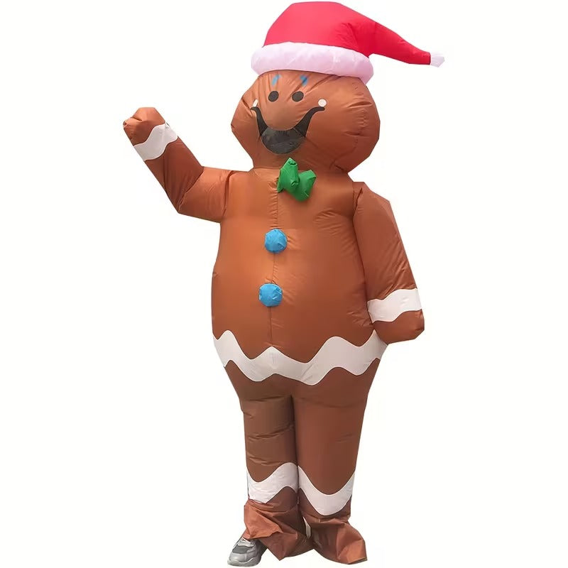 Adult Gingerbread Inflatable Costume with Accessories