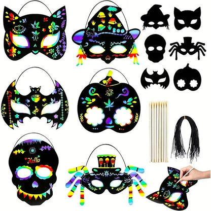 Halloween Scratch Art Mask Set (72pcs)