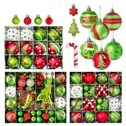 Christmas Ball Decoration Set Red Green White (46pcs)