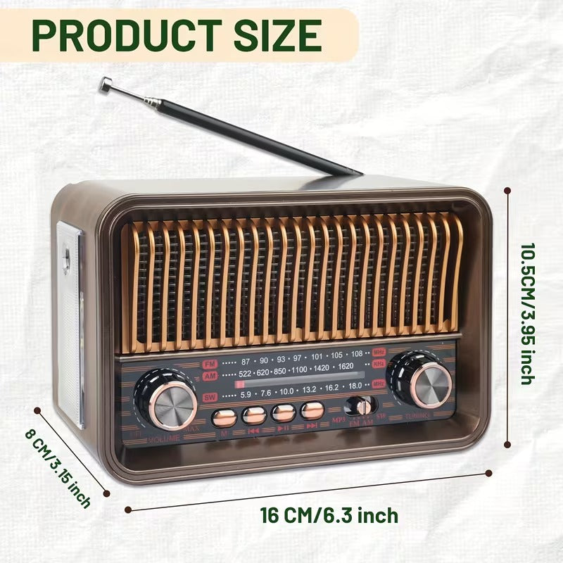 Portable AM/FM Radio with LED Flashlight & TF/USB/AUX