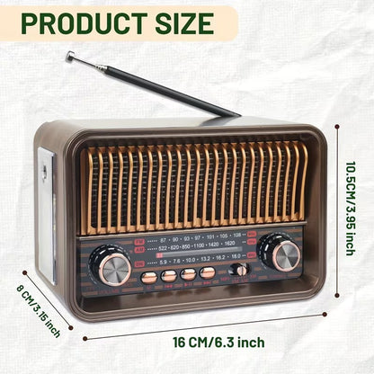 Portable AM/FM Radio with LED Flashlight & TF/USB/AUX