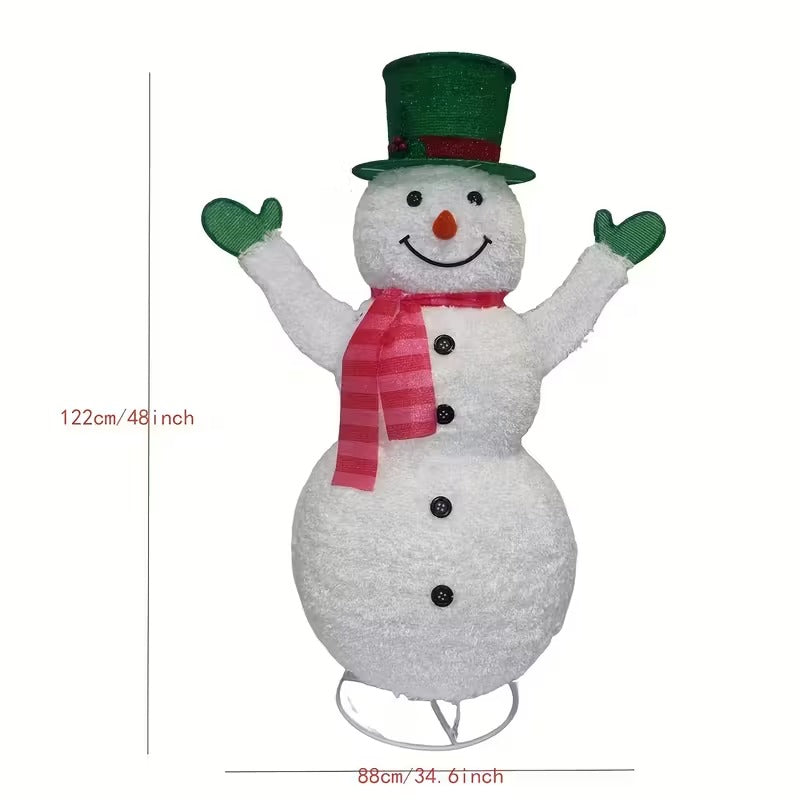 Green Hat Snowman Retractable Yard Decoration
