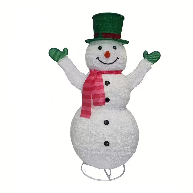 Green Hat Snowman Retractable Yard Decoration