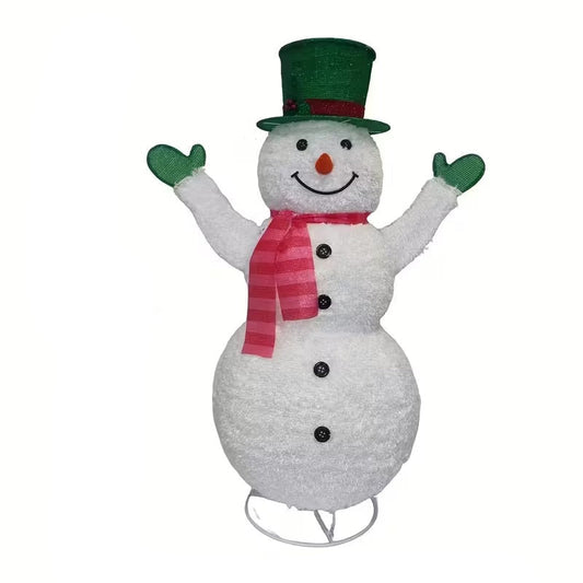 Green Hat Snowman Retractable Yard Decoration