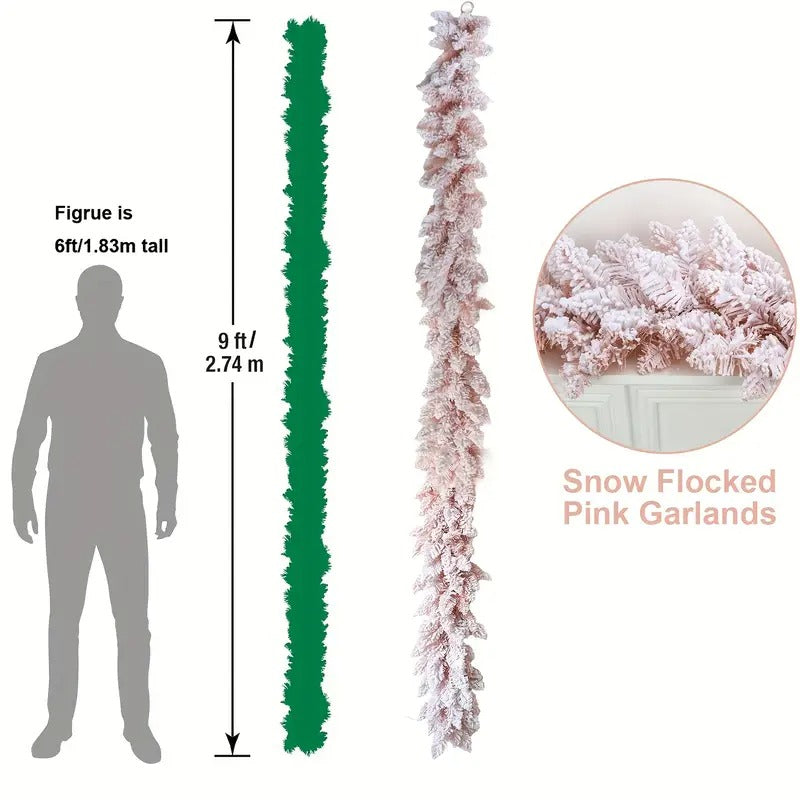 Christmas Pink Snowflake Pine Wreath