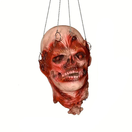 Hanging Latex Skull Head with Chains Halloween