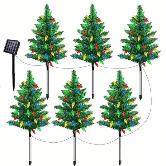Solar-Powered LED Christmas Trees (6pcs)