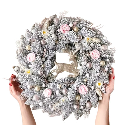 Pink & Gold Christmas Wreath for Door