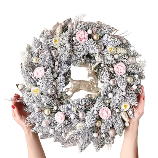 Pink & Gold Christmas Wreath for Door