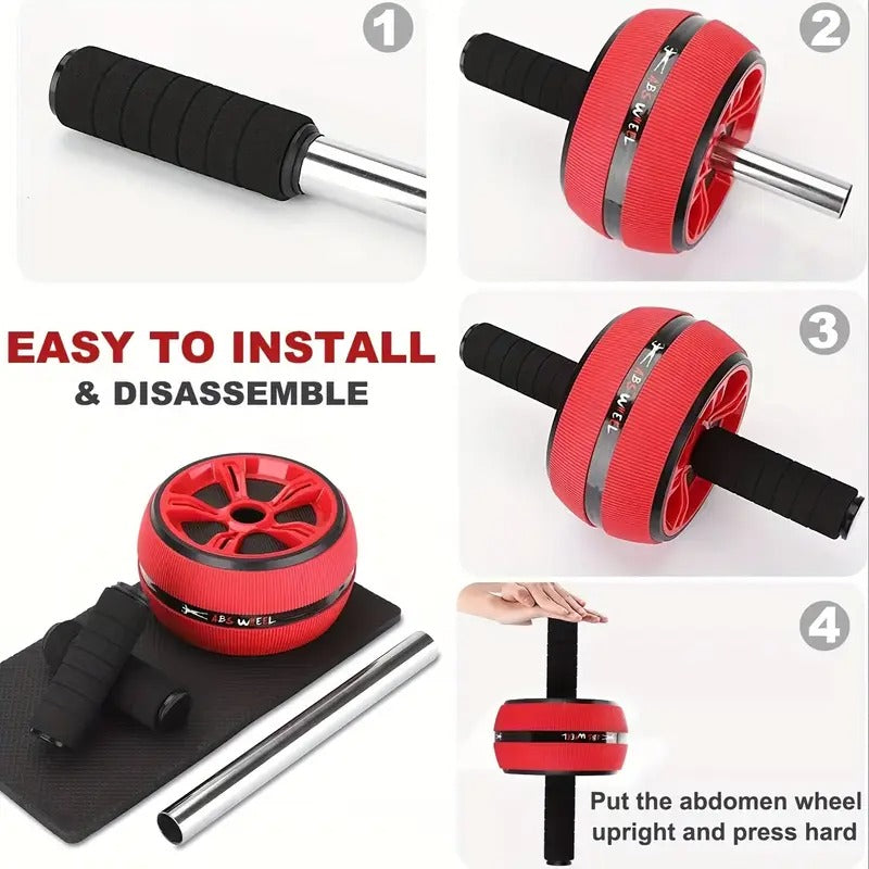 Wide Grip Ab Roller Wheel with Knee Pad