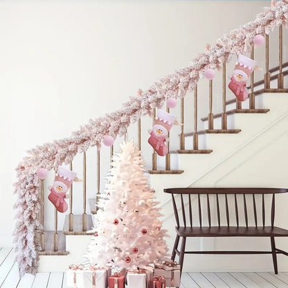 Christmas Pink Snowflake Pine Wreath