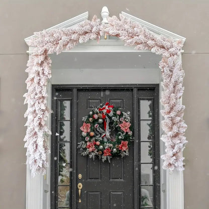 Christmas Pink Snowflake Pine Wreath