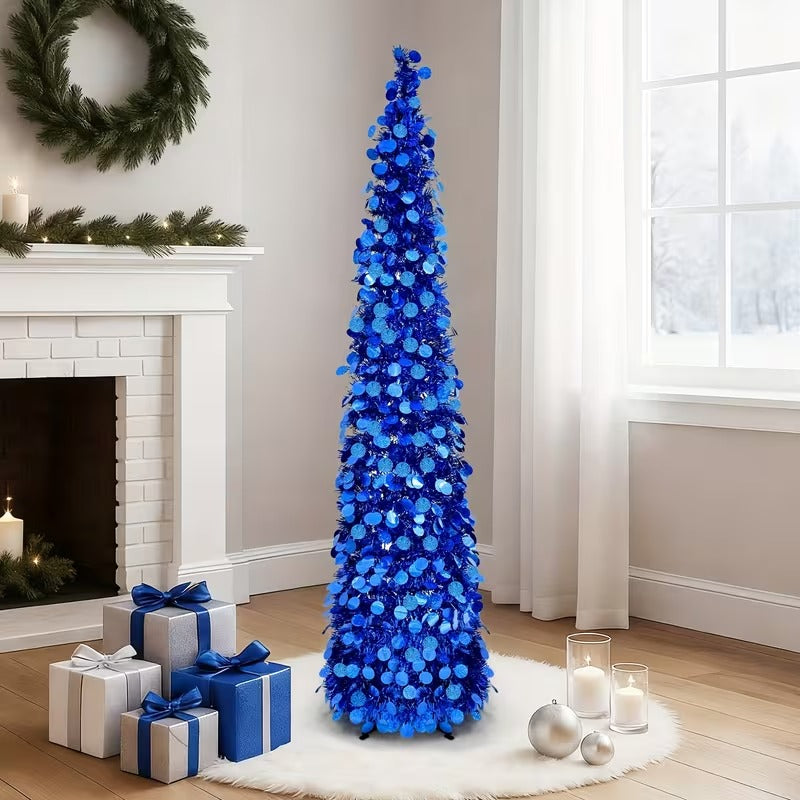 Blue Holographic Sequin Christmas Tree