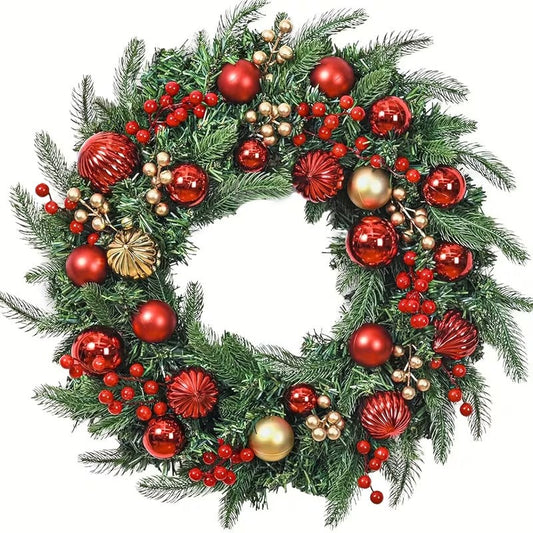 Christmas Wreath with Ornaments & Berries