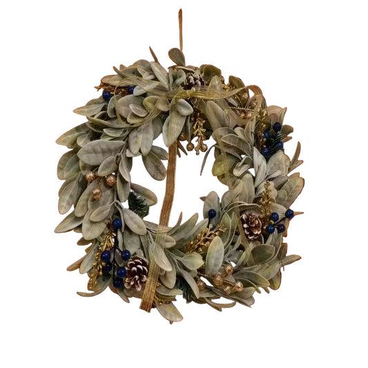 Rustic Farmhouse Sheep Ear Wreath with Pinecones
