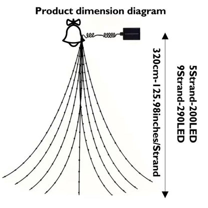 Christmas Solar Waterfall Tree Fairy String Lights Outdoor