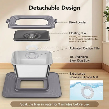 Dog Stainless Steel Water Bowl with Mat