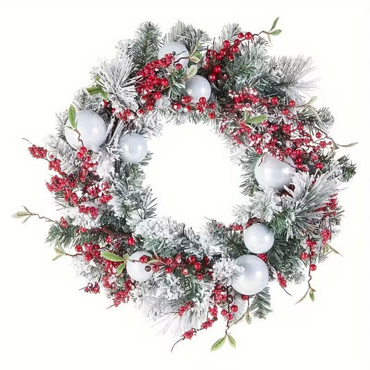 Artificial Christmas Wreath Green with Red Berries