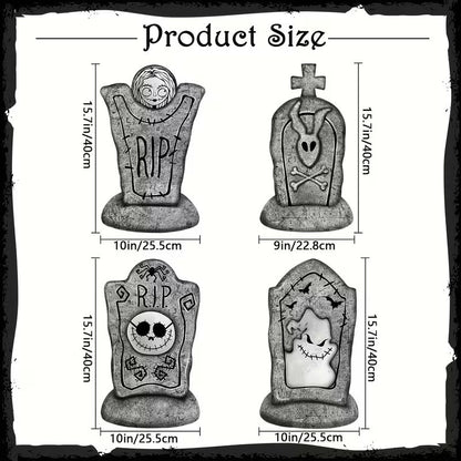2D Halloween Tombstone Yard Decorations (Set of 4)