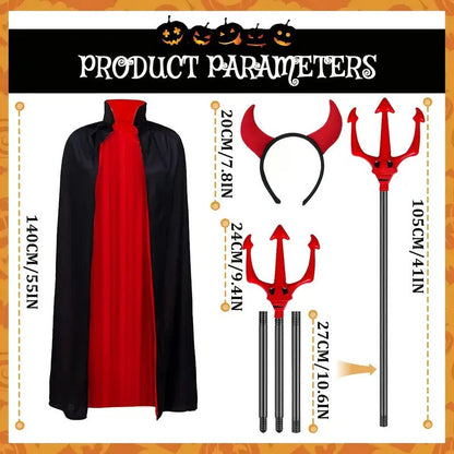 Halloween Devil Cloak Costume Set (3pcs)