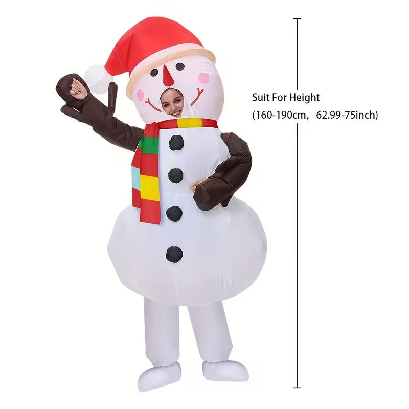 Inflatable Snowman Costume with Red Hat and Scarf