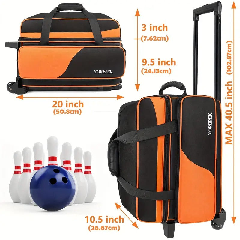 Bowling Ball Carrier 2-Ball with Divider & Cup Holder
