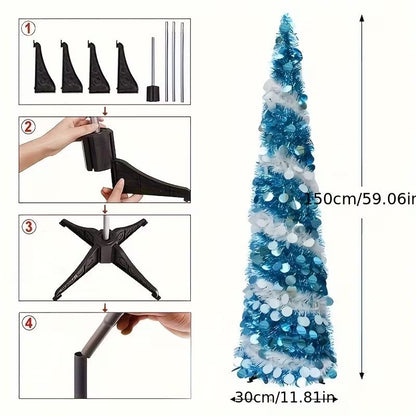 Blue White Glitter Christmas Tree