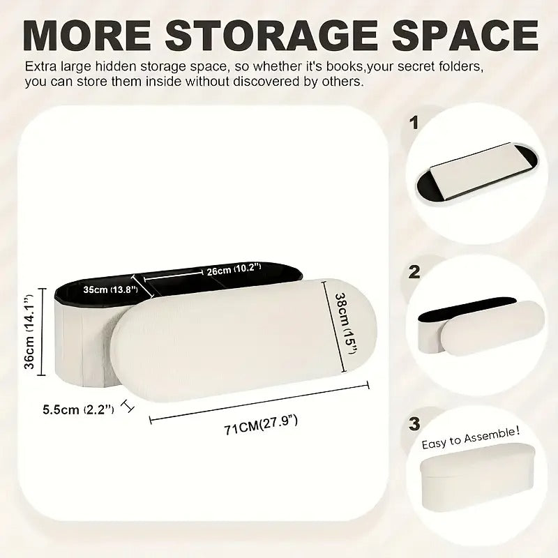 Oval Folding Footstool with Storage