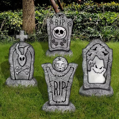 2D Halloween Tombstone Yard Decorations (Set of 4)