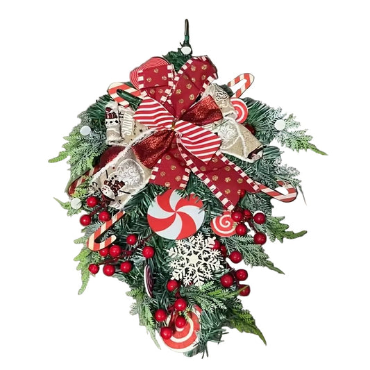 Candy Cane Christmas Wreath Red & White Ornament