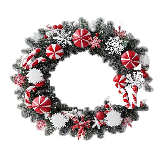 Christmas Wreath with Candy Canes & Snowflakes