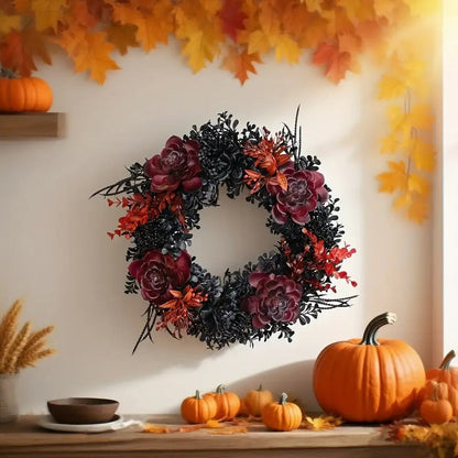Halloween Black Red Wreath