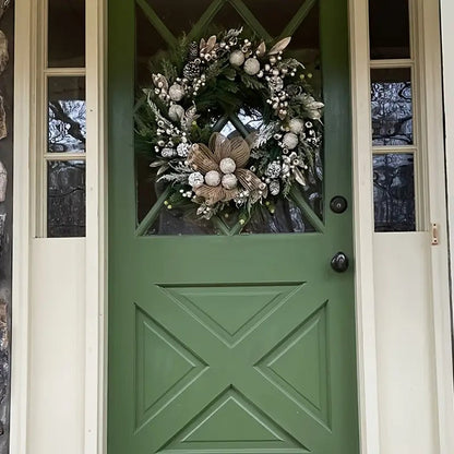 Silver Frost Christmas Wreath with Pine Branches
