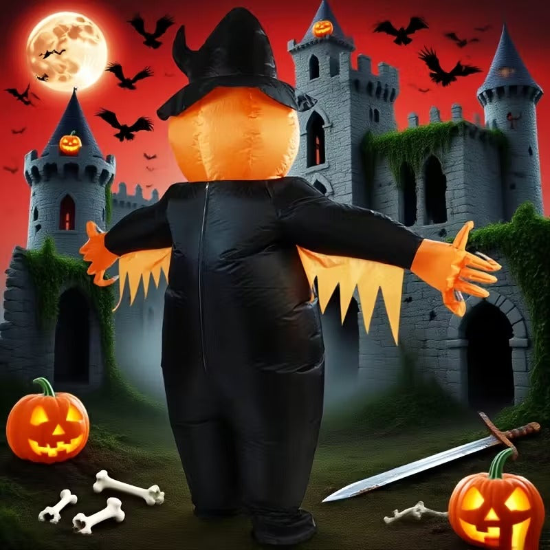 Halloween Pumpkin Inflatable Costume Full-Face Design