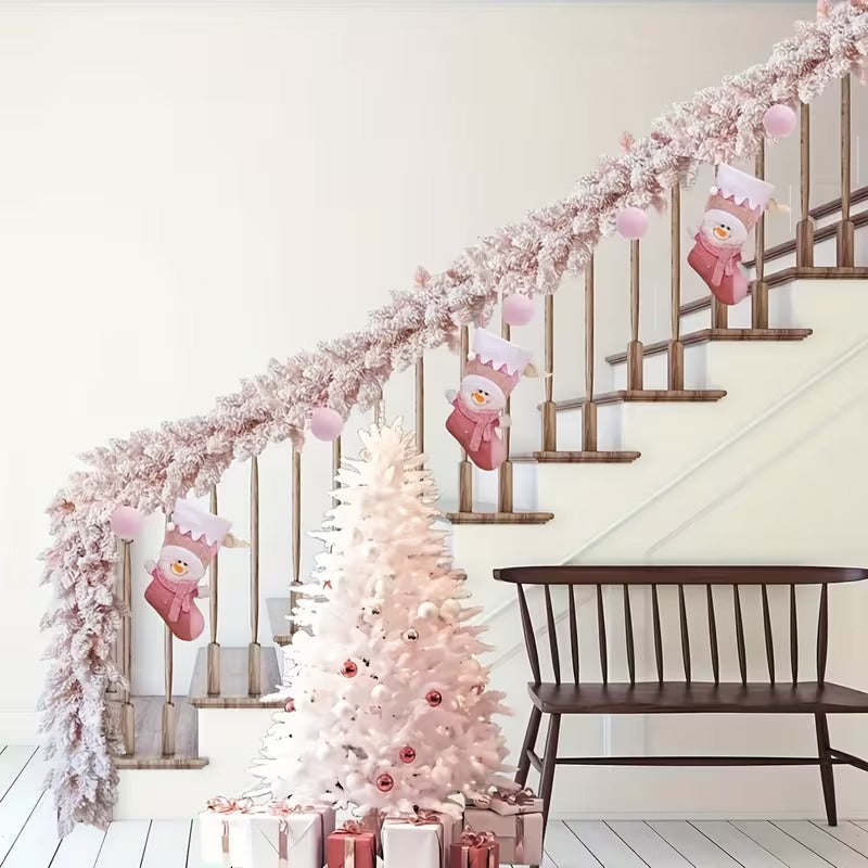 Pink Christmas Garland Pine Cedar