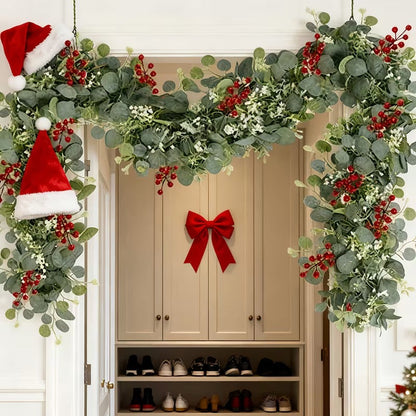 Artificial Eucalyptus Garland with Red Berries (2-Pack)
