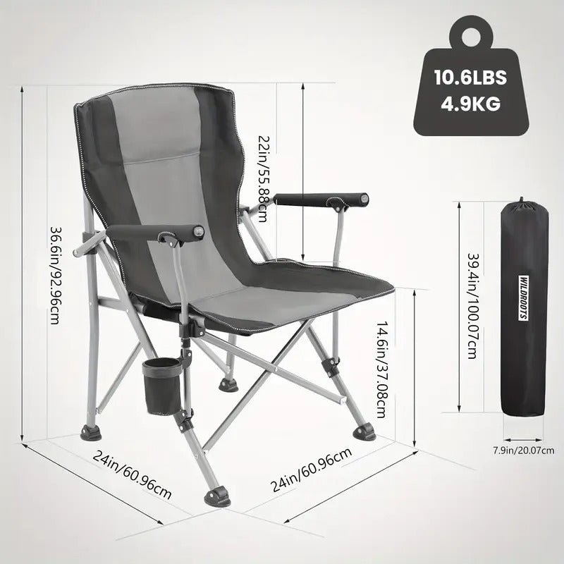 Folding Chair with Cup Holder and Armrests