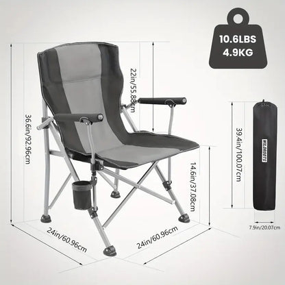 Folding Chair with Cup Holder and Armrests